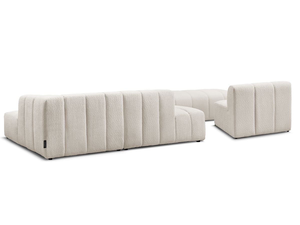 ANNECY modulaire vaste hoekbank in badstof met 1 enkele fauteuil en 1 poef