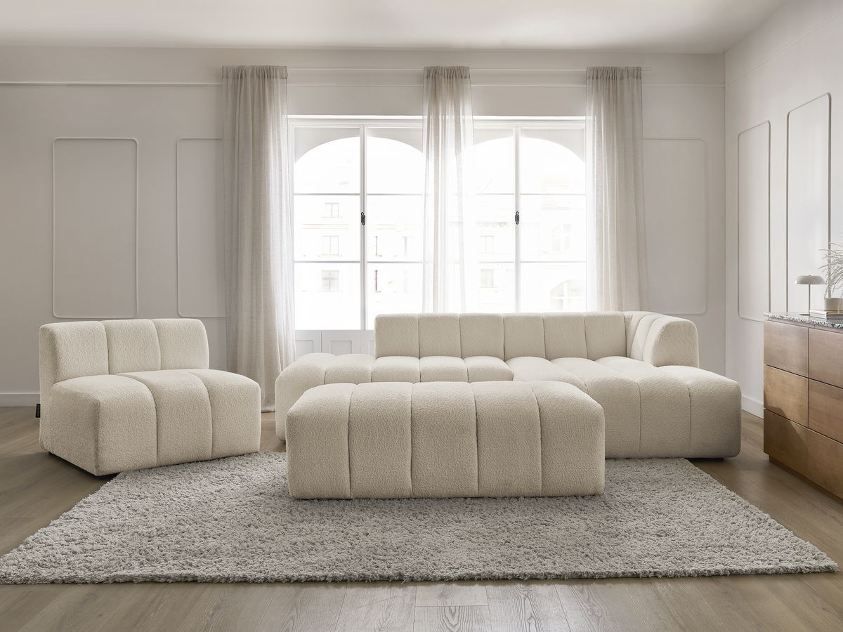 Canapé d'angle modulable ANNECY bouclette beige 5 places — vue 5