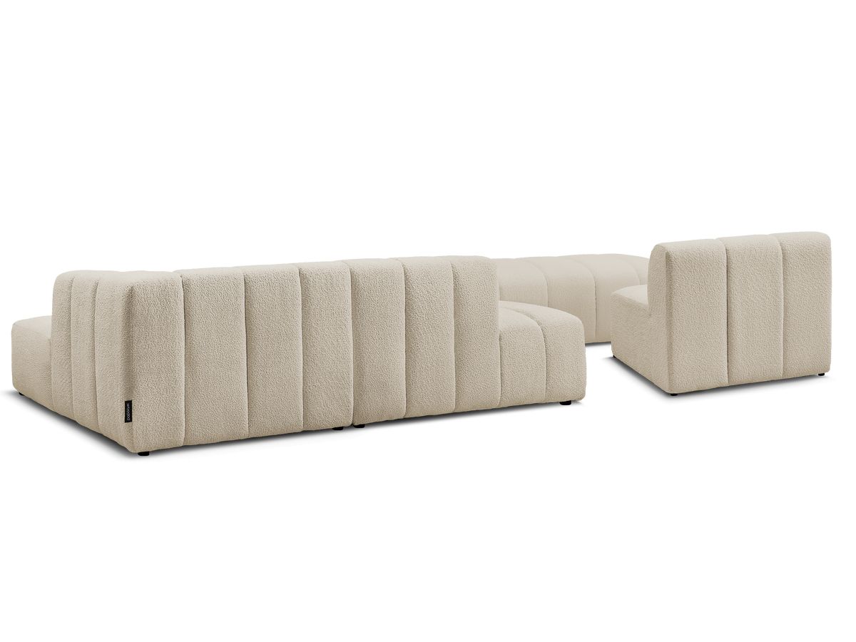 ANNECY modulaire vaste hoekbank in badstof met 1 enkele fauteuil en 1 poef