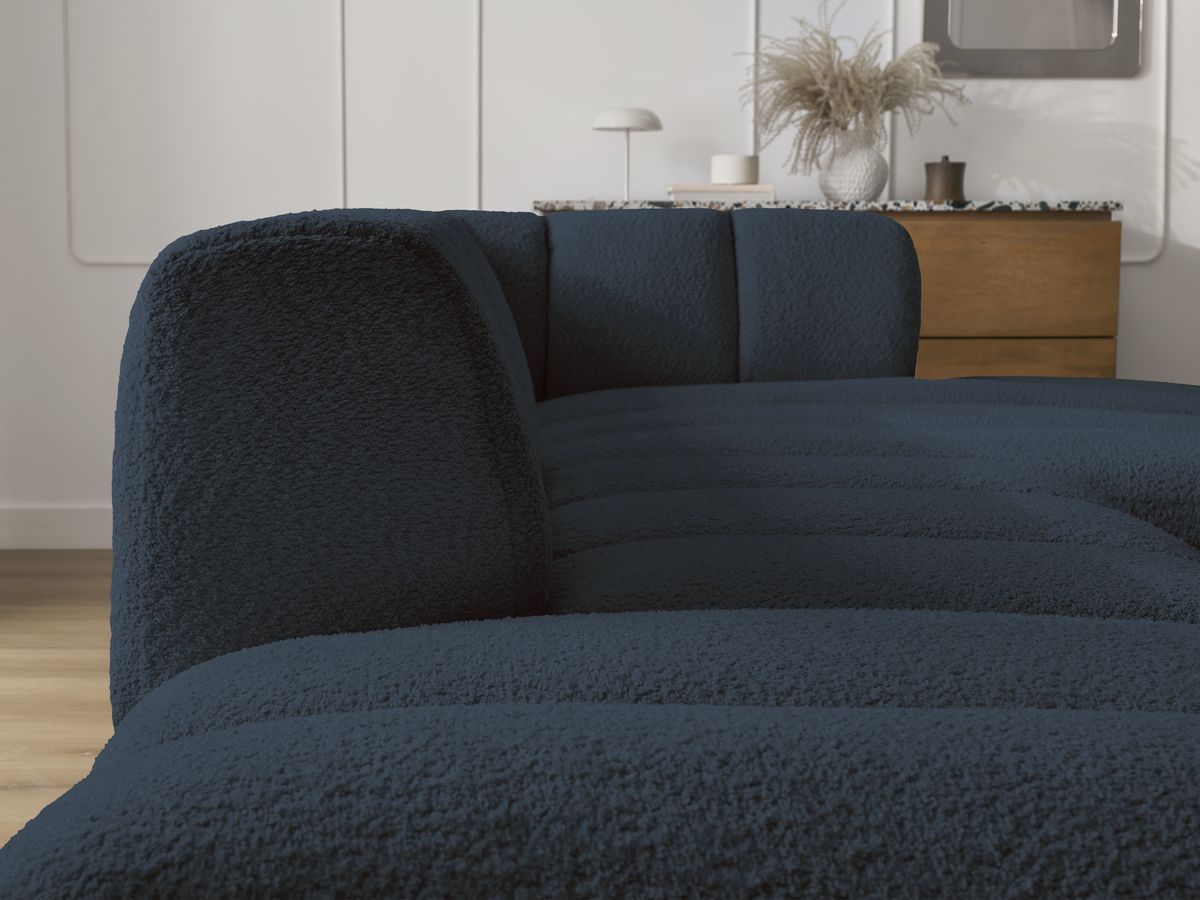 ANNECY modulaire vaste hoekbank in badstof met 1 enkele fauteuil en 1 poef