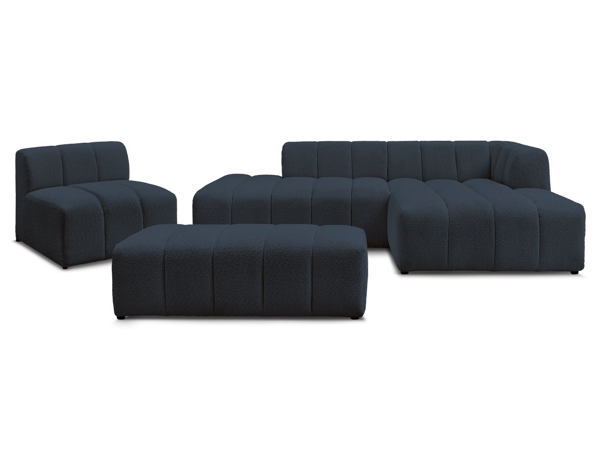 ANNECY modulaire vaste hoekbank in badstof met 1 enkele fauteuil en 1 poef
