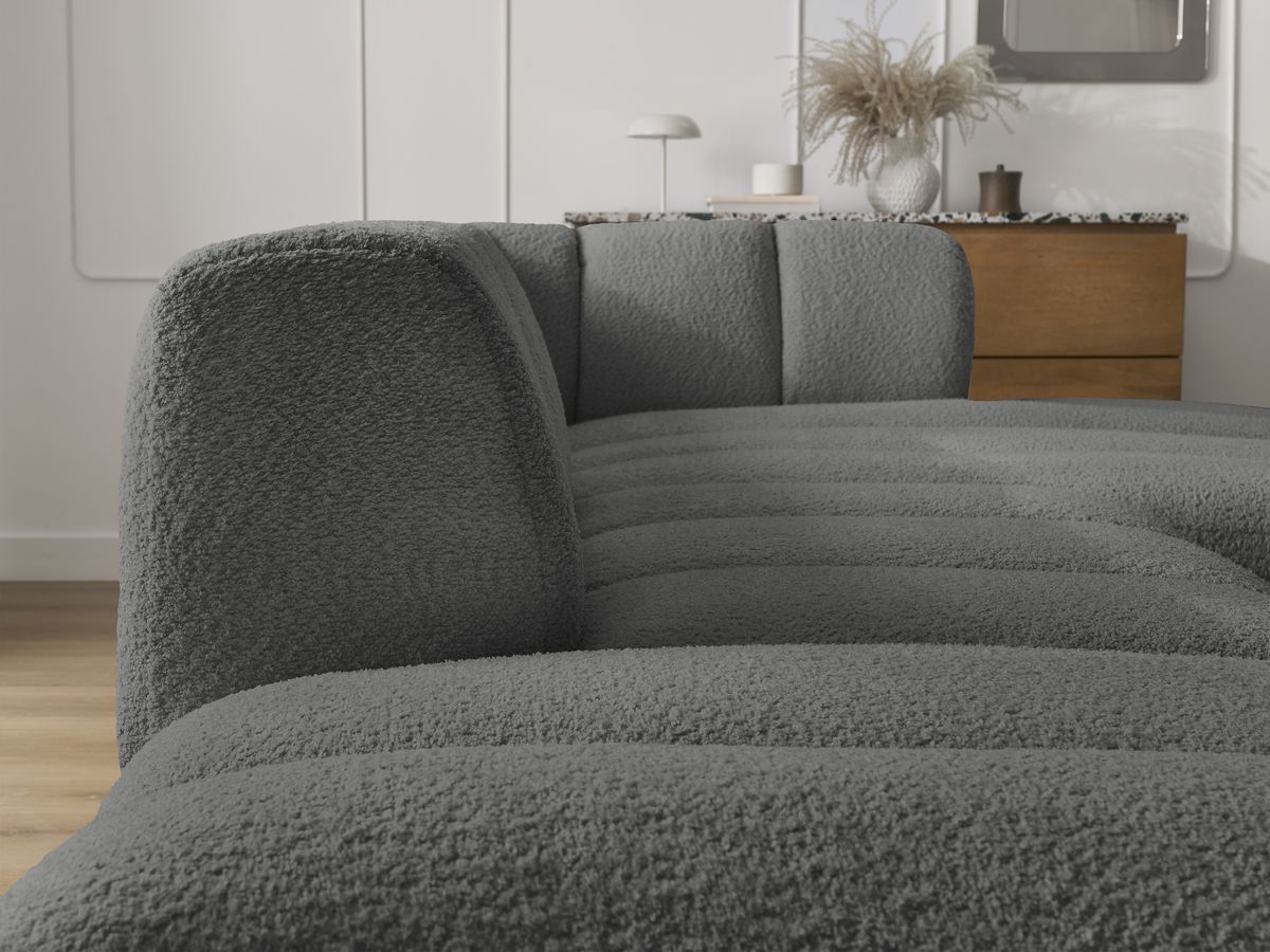 ANNECY modulaire vaste hoekbank in badstof met 1 enkele fauteuil en 1 poef