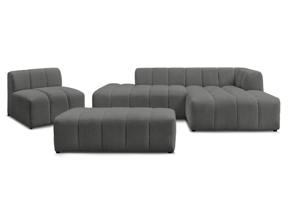 ANNECY modulaire vaste hoekbank in badstof met 1 enkele fauteuil en 1 poef