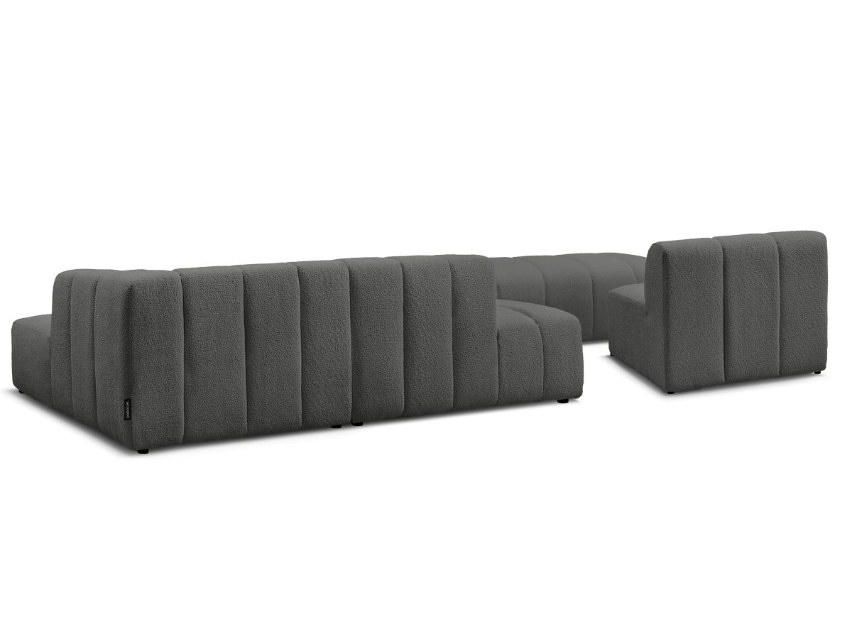 ANNECY modulaire vaste hoekbank in badstof met 1 enkele fauteuil en 1 poef