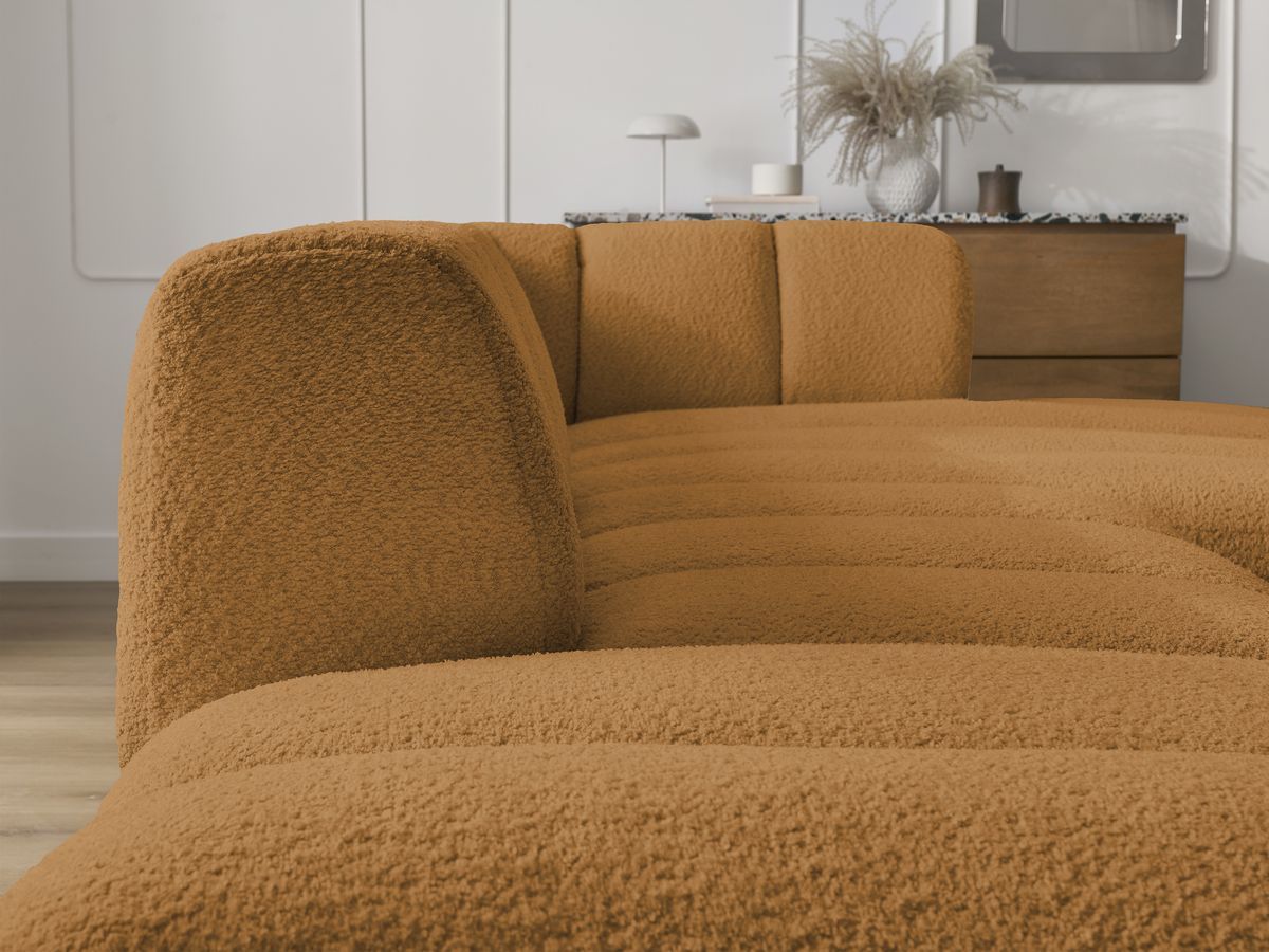 ANNECY modulaire vaste hoekbank in badstof met 1 enkele fauteuil en 1 poef