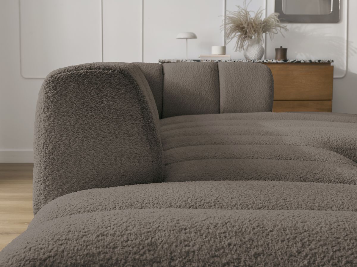 ANNECY modulaire vaste hoekbank in badstof met 1 enkele fauteuil en 1 poef