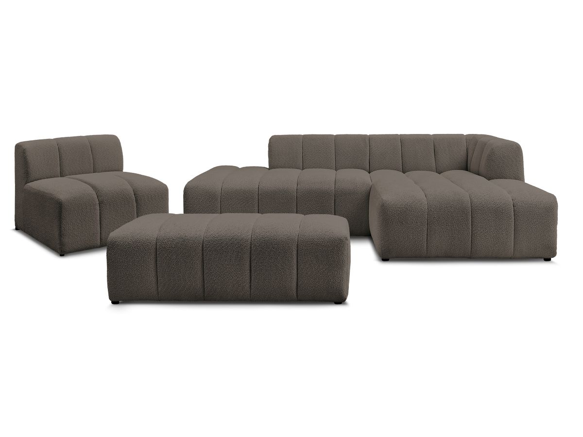 ANNECY modulaire vaste hoekbank in badstof met 1 enkele fauteuil en 1 poef