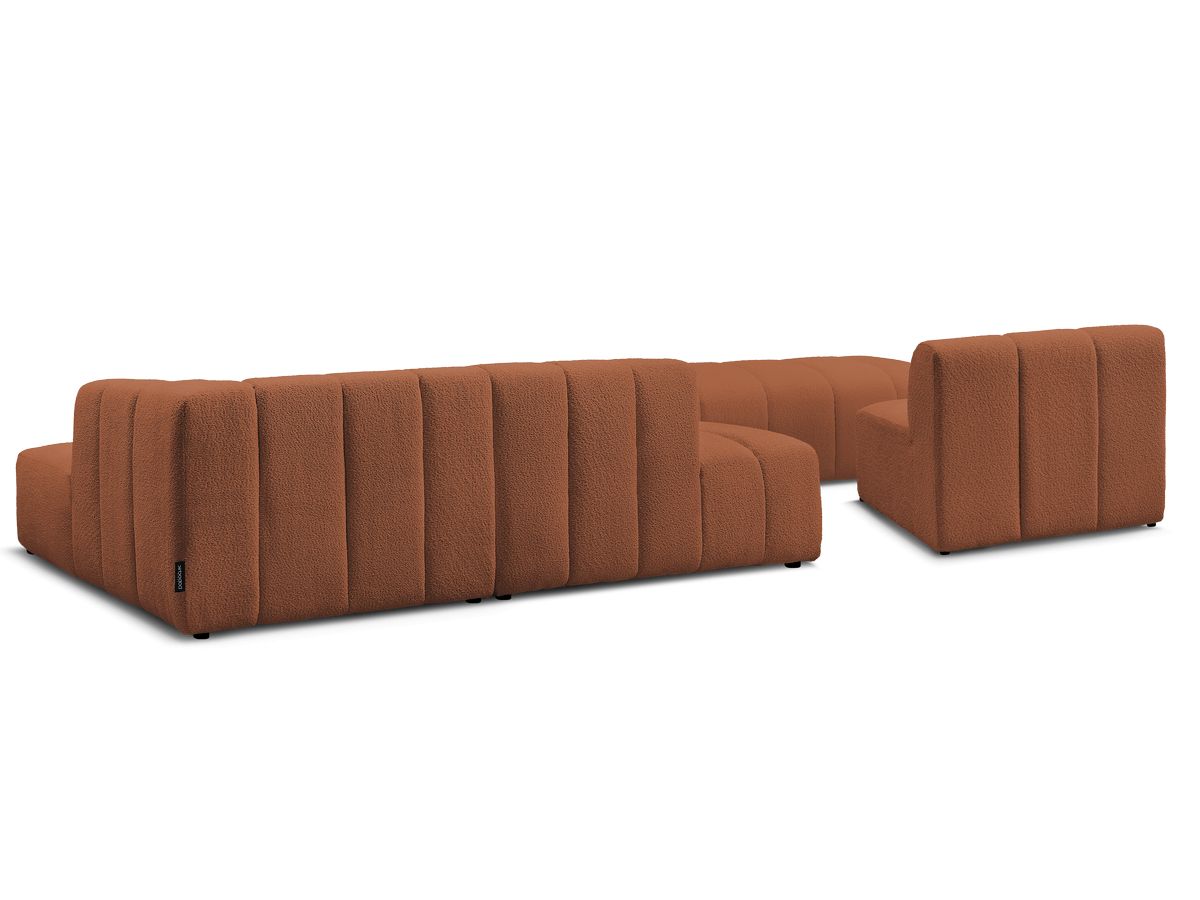 ANNECY modulaire vaste hoekbank in badstof met 1 enkele fauteuil en 1 poef