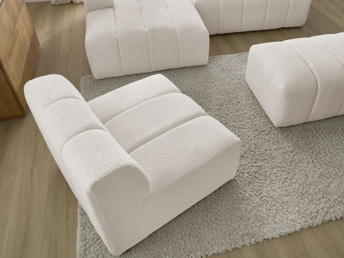 Canapé d'angle fixe EVEREST tissu chiné - Orange - Angle droit - 10 coussins