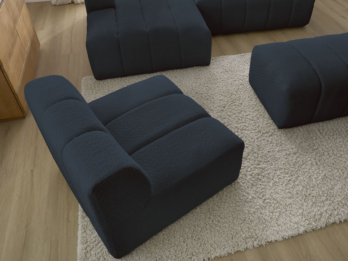 Canapé d'angle fixe EVEREST tissu chiné - Orange - Angle droit - 10 coussins