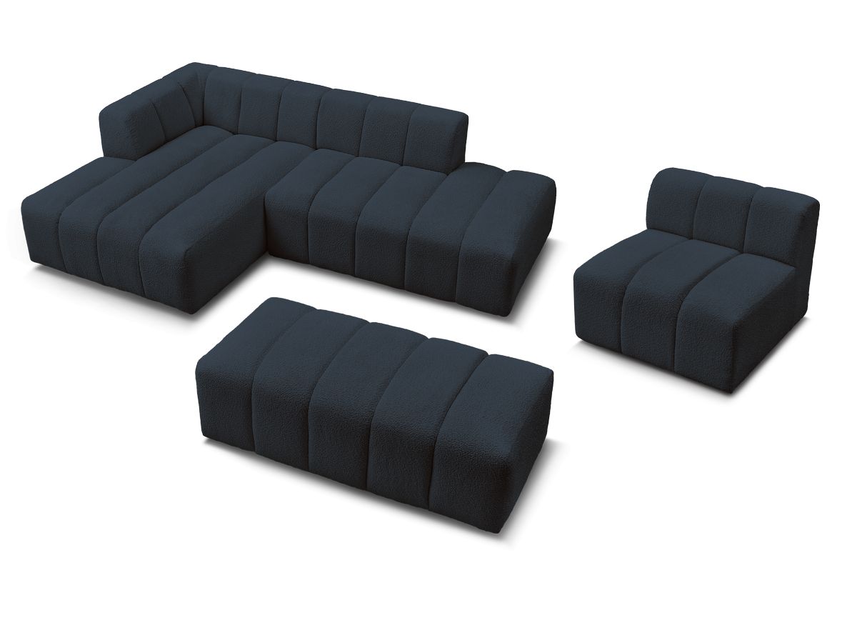 Canapé d'angle fixe EVEREST tissu chiné - Orange - Angle droit - 10 coussins