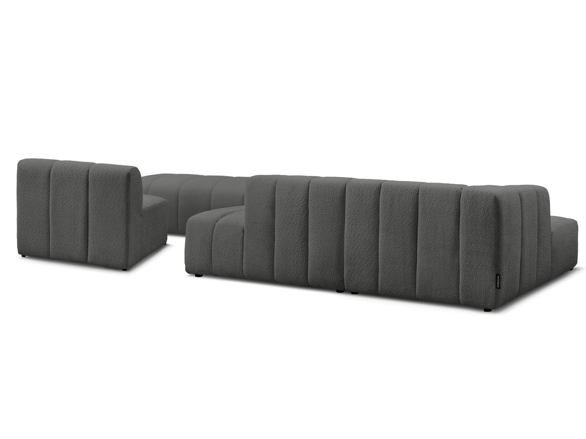 ANNECY modulaire vaste hoekbank in badstof met 1 enkele fauteuil en 1 poef