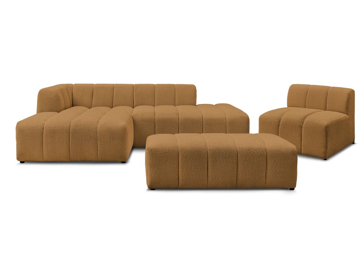 Canapé d'angle fixe EVEREST tissu chiné - Orange - Angle droit - 10 coussins
