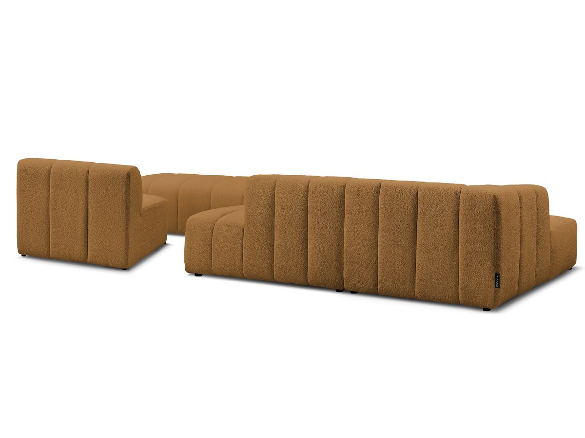Canapé d'angle fixe EVEREST tissu chiné - Orange - Angle droit - 10 coussins