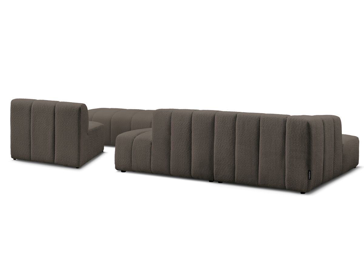 ANNECY modulaire vaste hoekbank in badstof met 1 enkele fauteuil en 1 poef