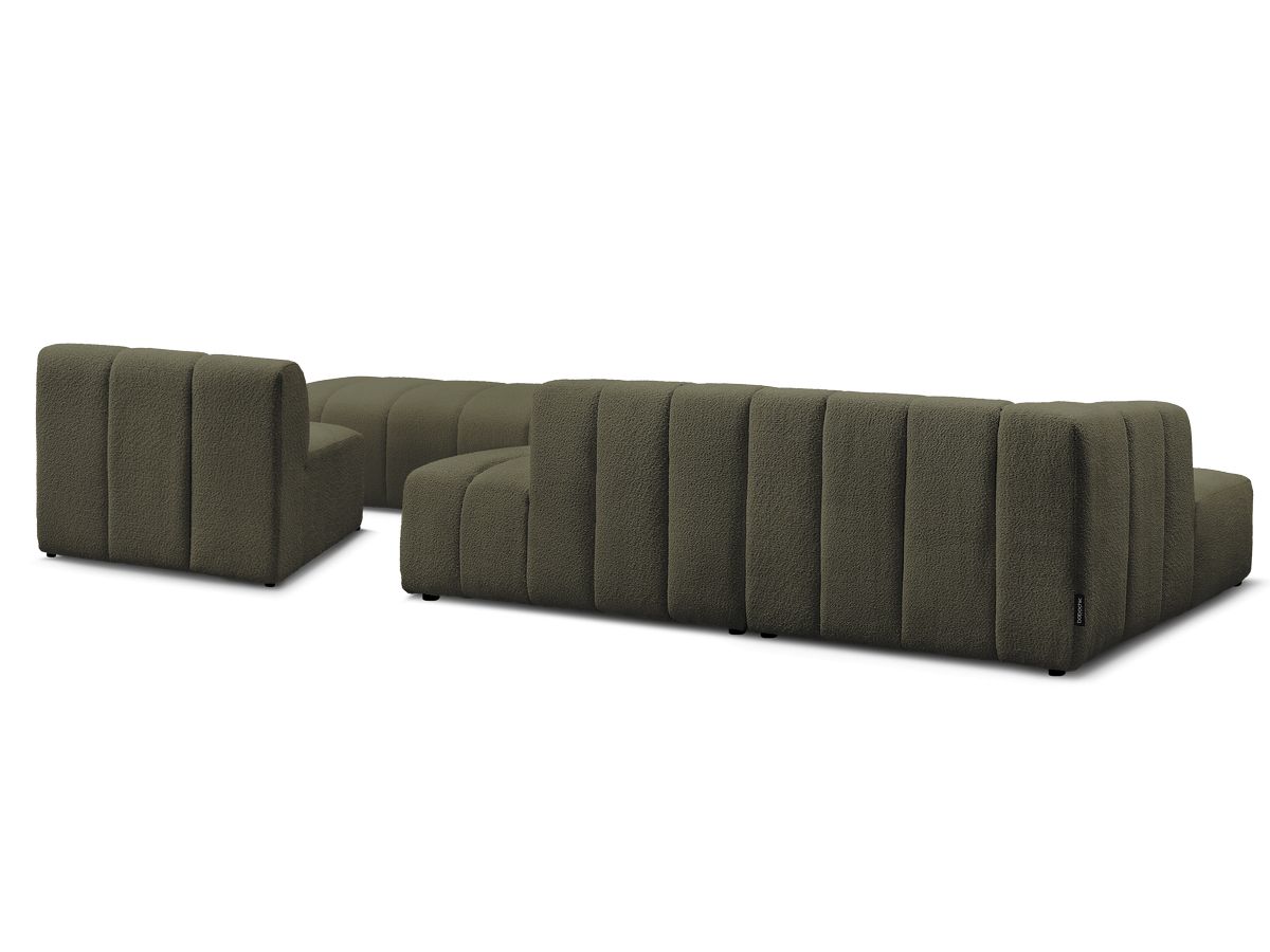 ANNECY modulaire vaste hoekbank in badstof met 1 enkele fauteuil en 1 poef