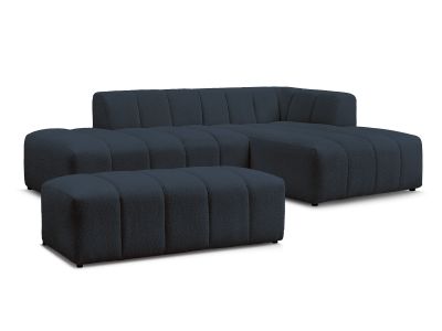Canapé d'angle fixe modulable ANNECY tissu bouclette avec pouf