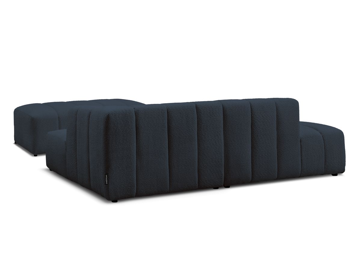 Canapé d'angle fixe modulable ANNECY tissu bouclette avec pouf