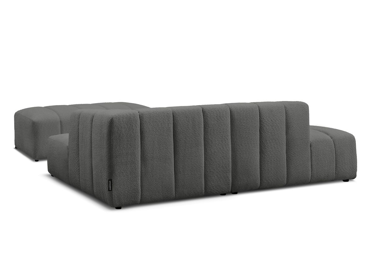 Canapé d'angle fixe modulable ANNECY tissu bouclette avec pouf