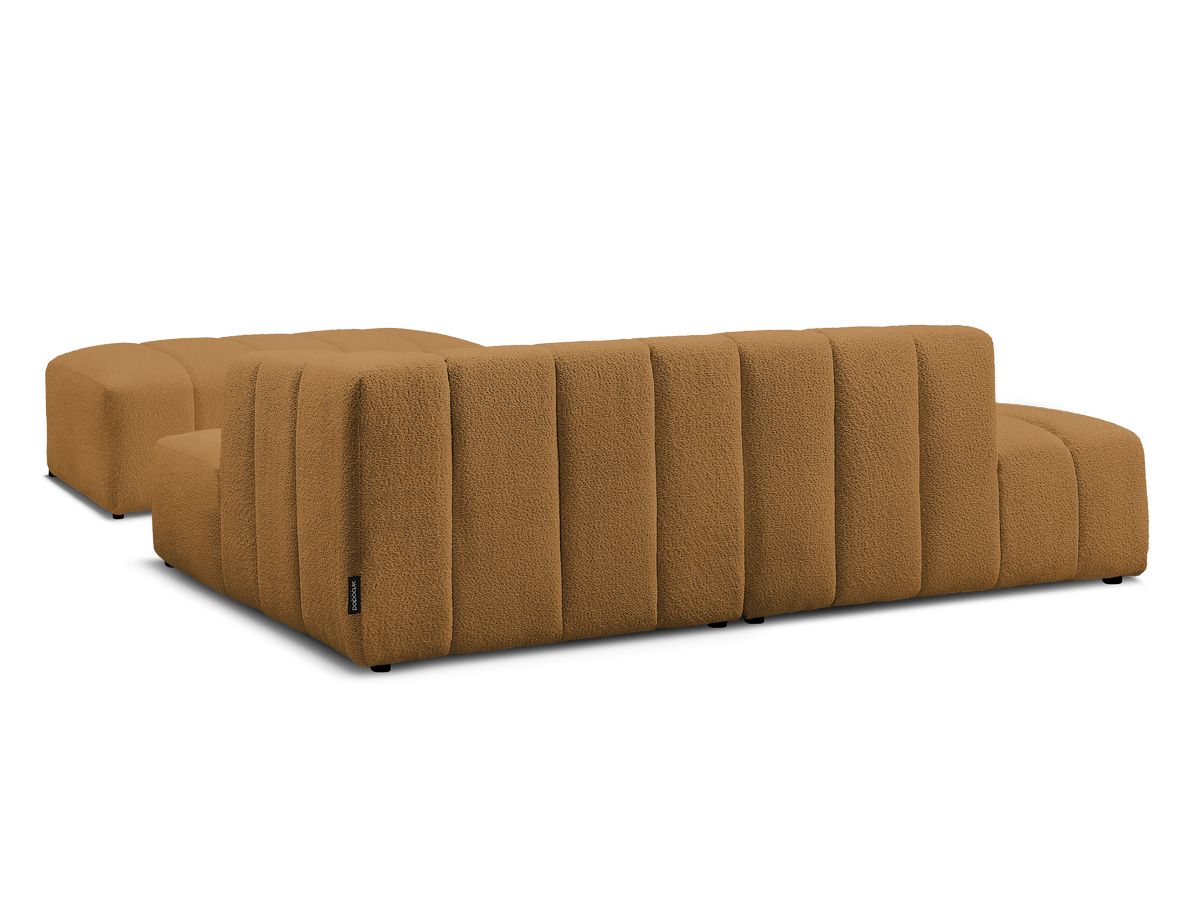Canapé d'angle fixe modulable ANNECY tissu bouclette avec pouf