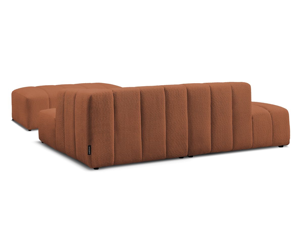 Canapé d'angle fixe modulable ANNECY tissu bouclette avec pouf