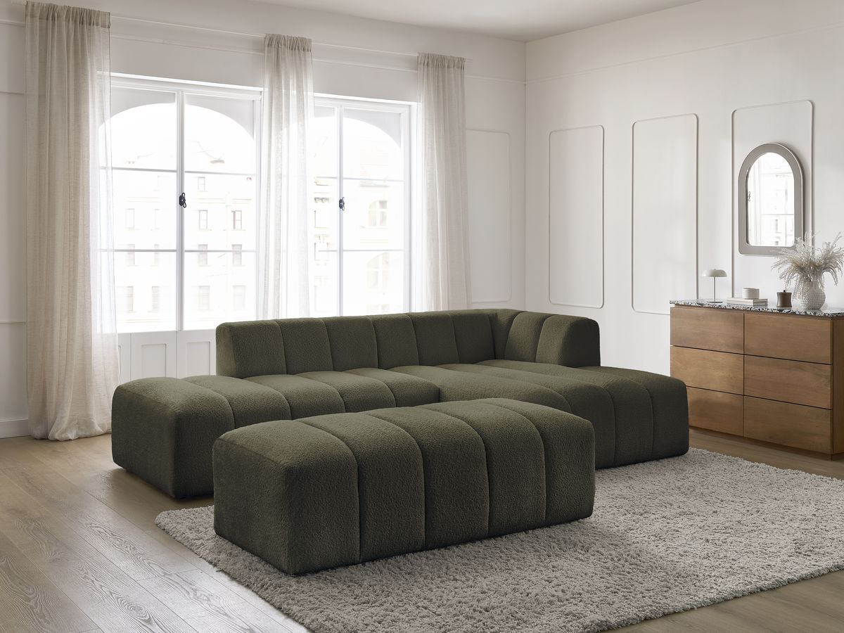 ANNECY modulaire vaste hoekbank in badstof met poef