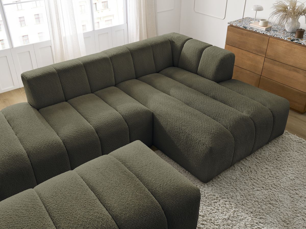 ANNECY modulaire vaste hoekbank in badstof met poef