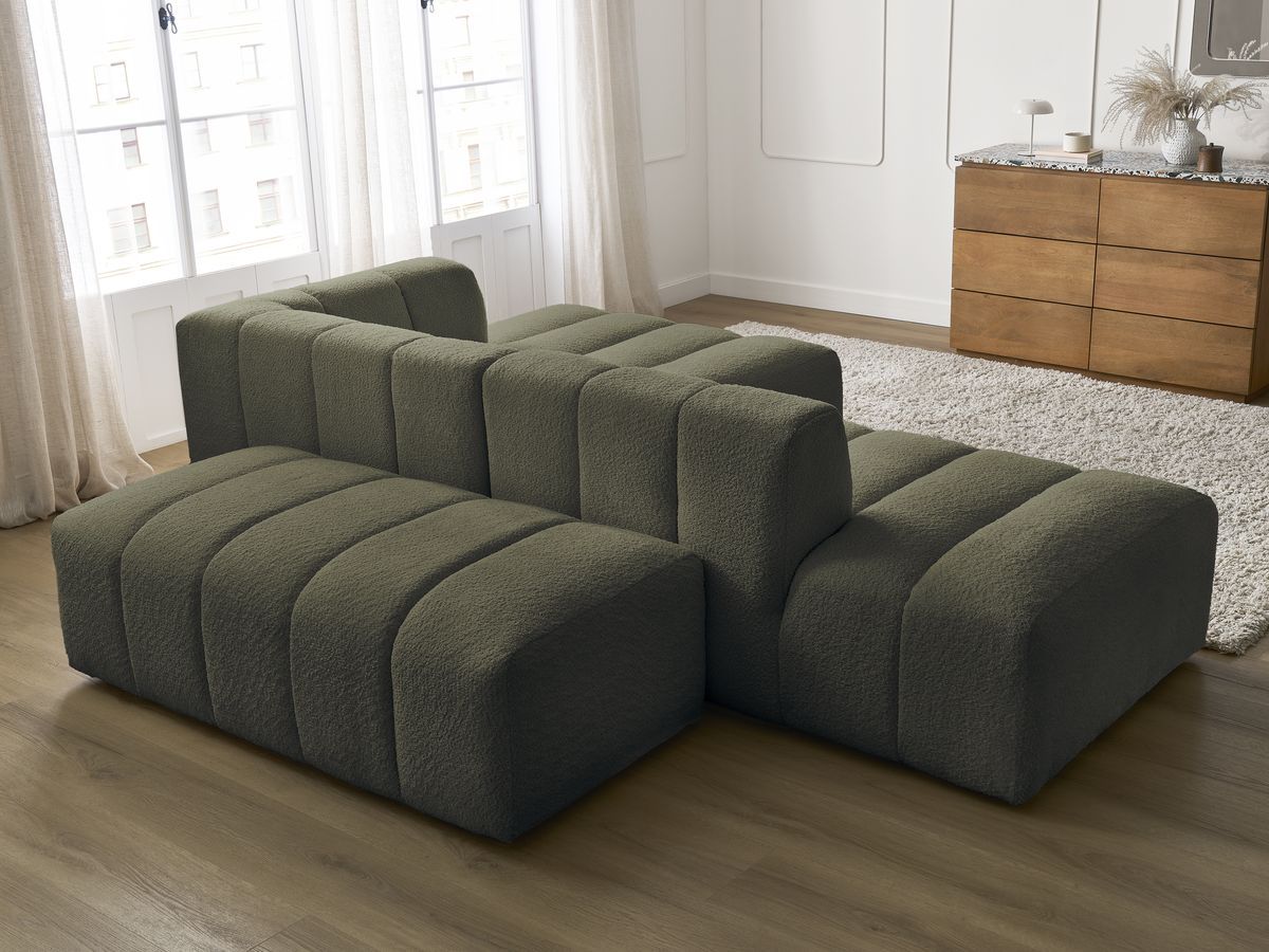 ANNECY modulaire vaste hoekbank in badstof met poef