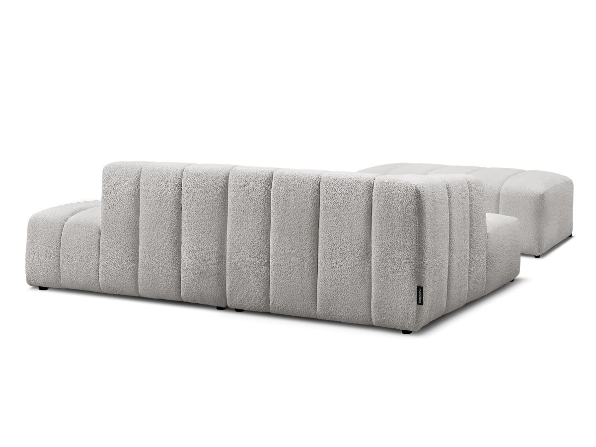 Canapé d'angle fixe modulable ANNECY tissu bouclette avec pouf