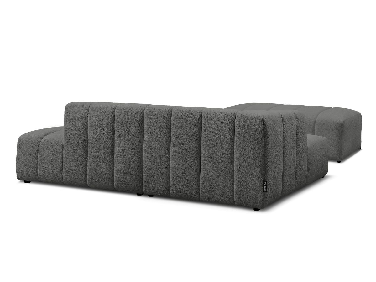 Canapé d'angle fixe modulable ANNECY tissu bouclette avec pouf