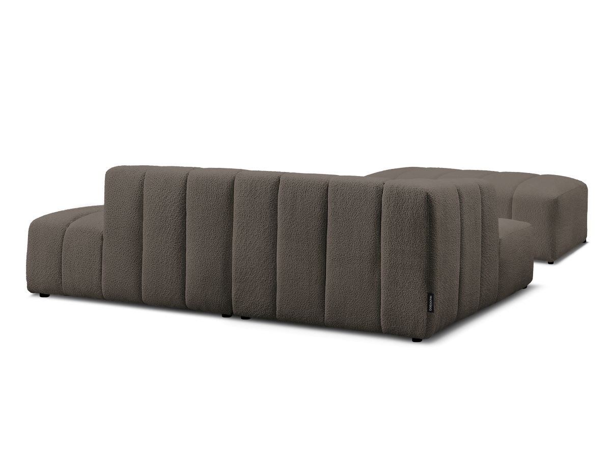 Canapé d'angle fixe modulable ANNECY tissu bouclette avec pouf