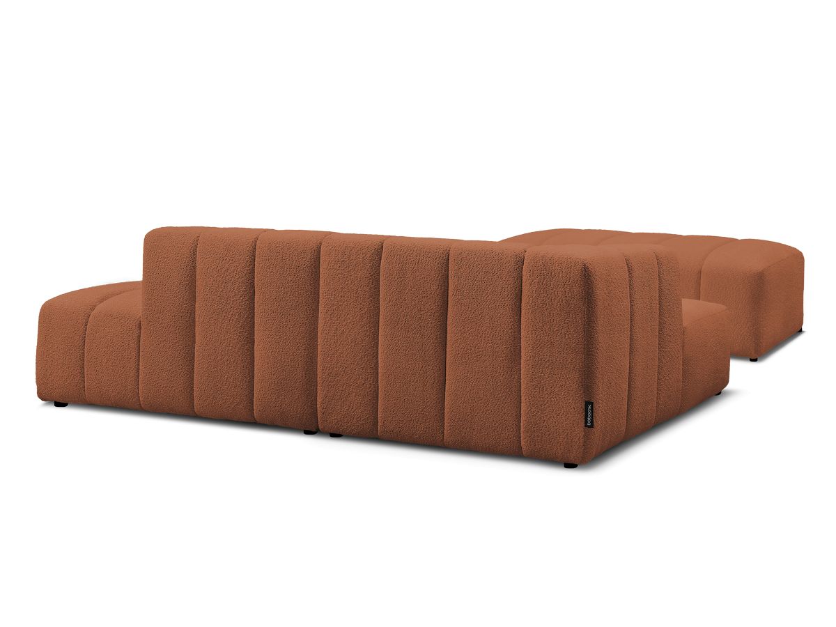 Canapé d'angle fixe modulable ANNECY tissu bouclette avec pouf