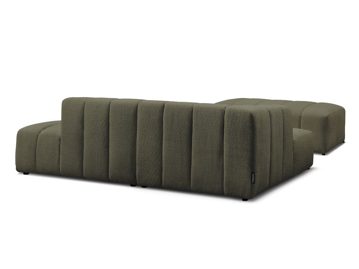 Canapé d'angle fixe modulable ANNECY tissu bouclette avec pouf