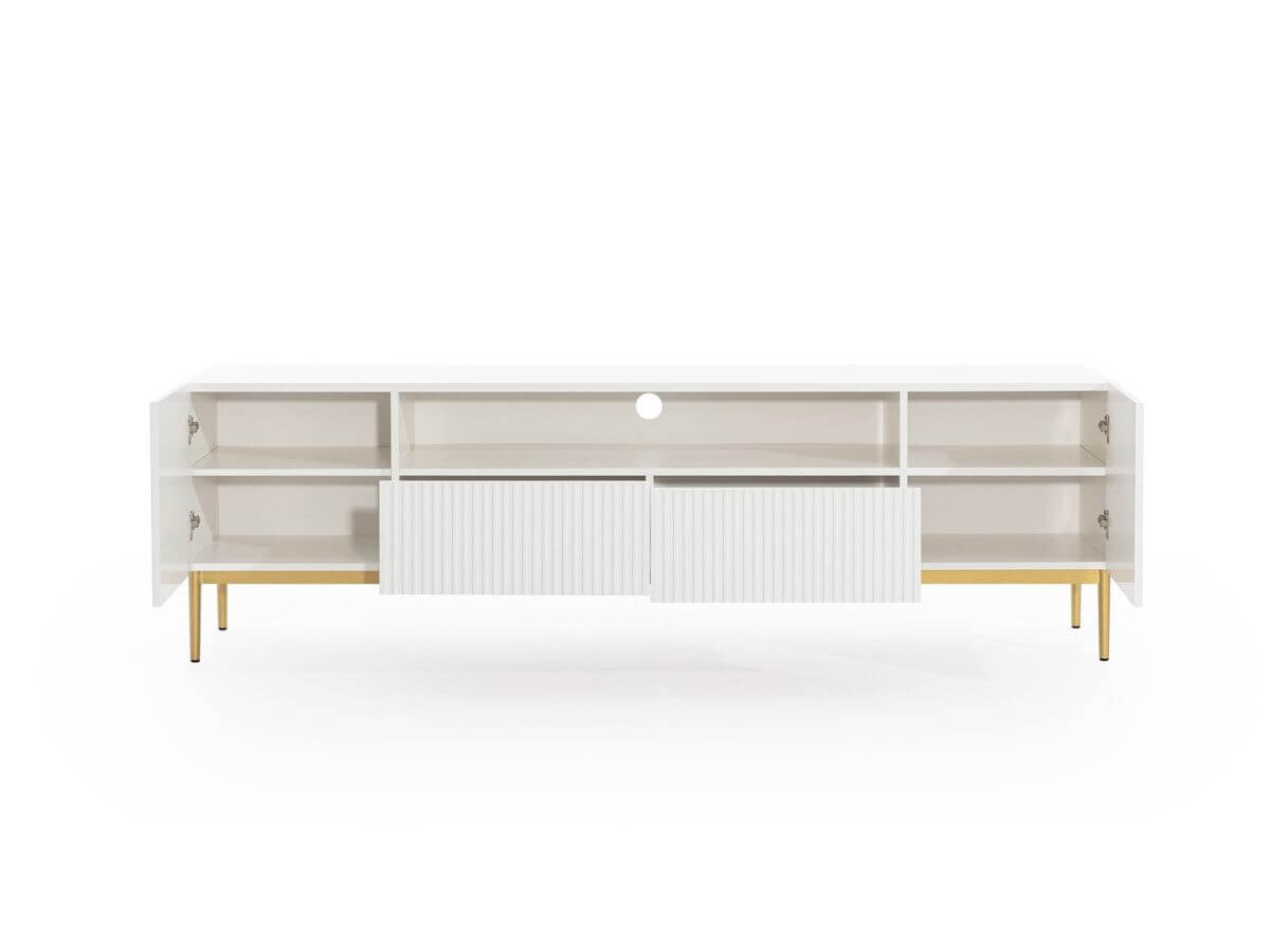 KASHA set met 200 cm tv-meubel met nis + 200 cm 4-deurs dressoir + salontafel met gouden poten
