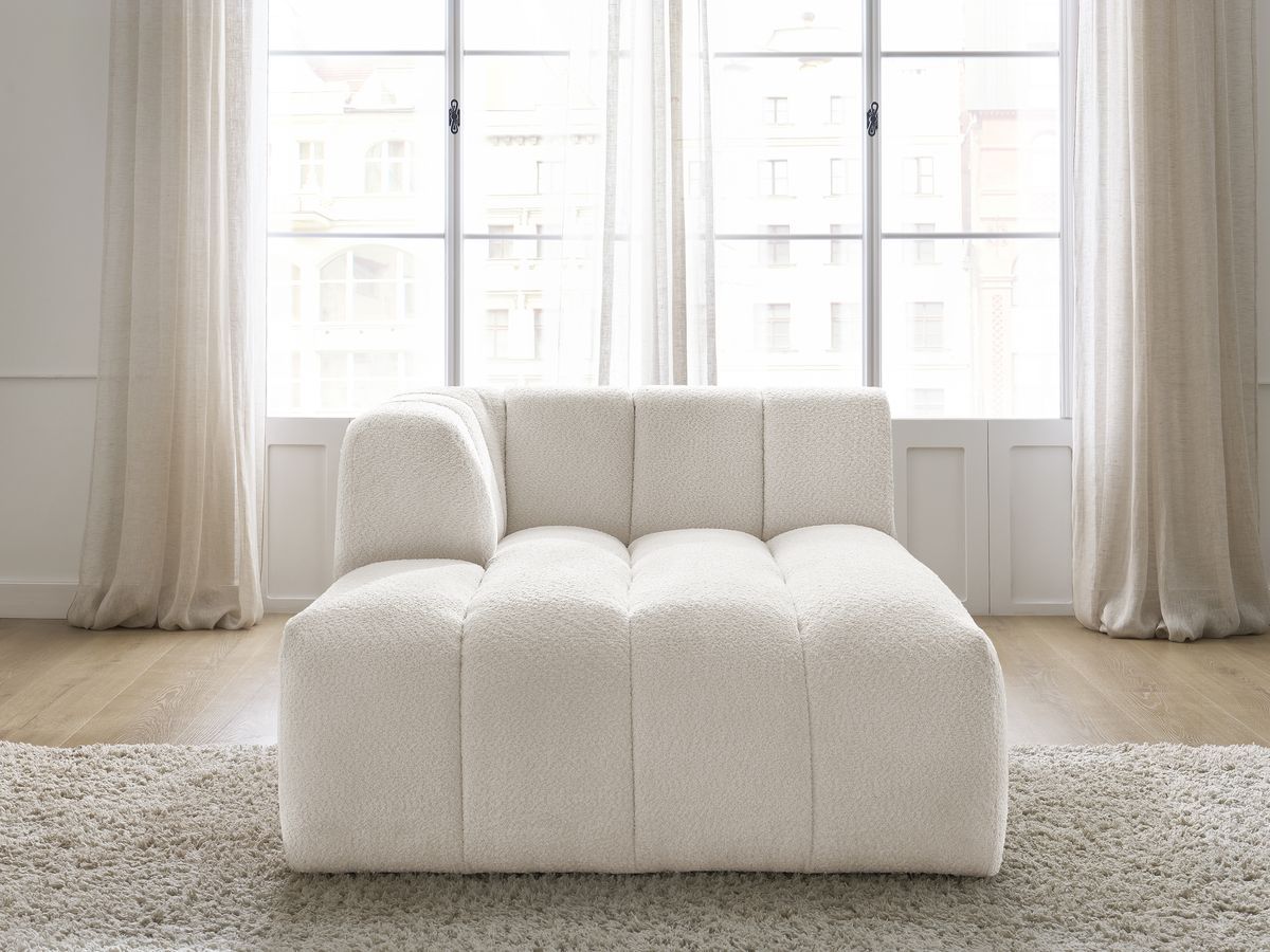 Annecy méridienne pour canapé modulable tissu bouclette blanc angle gauche - Vue supplémentaire 3