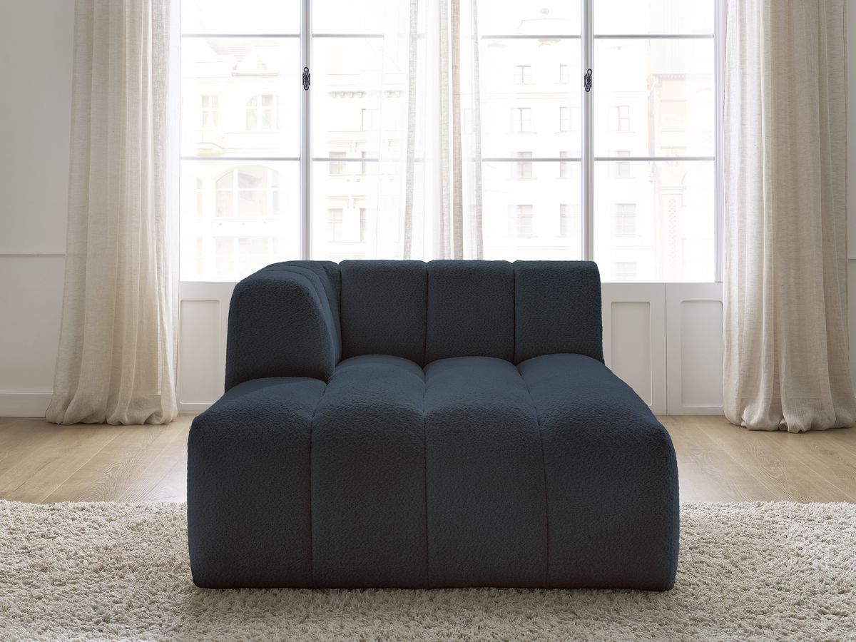 Méridienne pour canapé modulable ANNECY tissu bouclette bleu foncé angle gauche BOBOCHIC - Vue supplémentaire 3