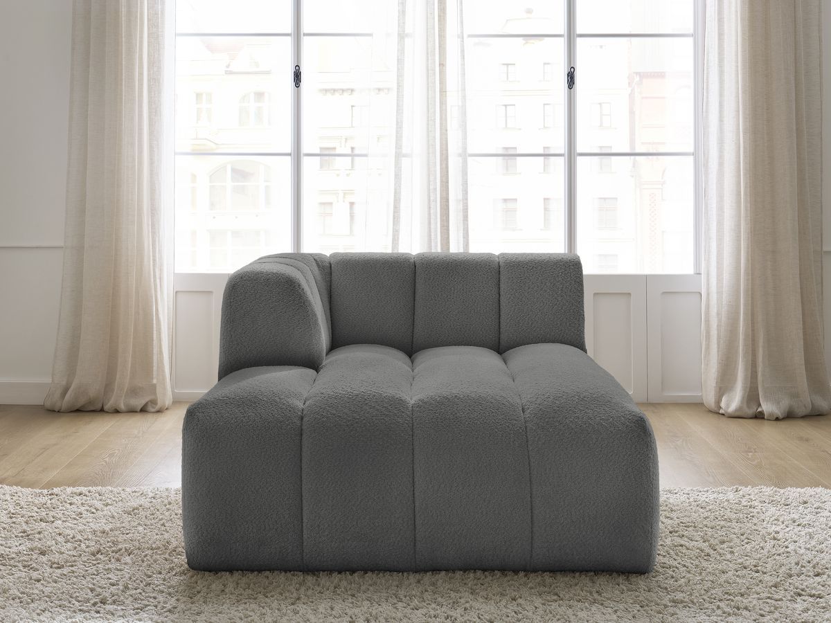 Méridienne pour canapé modulable ANNECY tissu bouclette gris foncé angle gauche BOBOCHIC - Vue supplémentaire 3