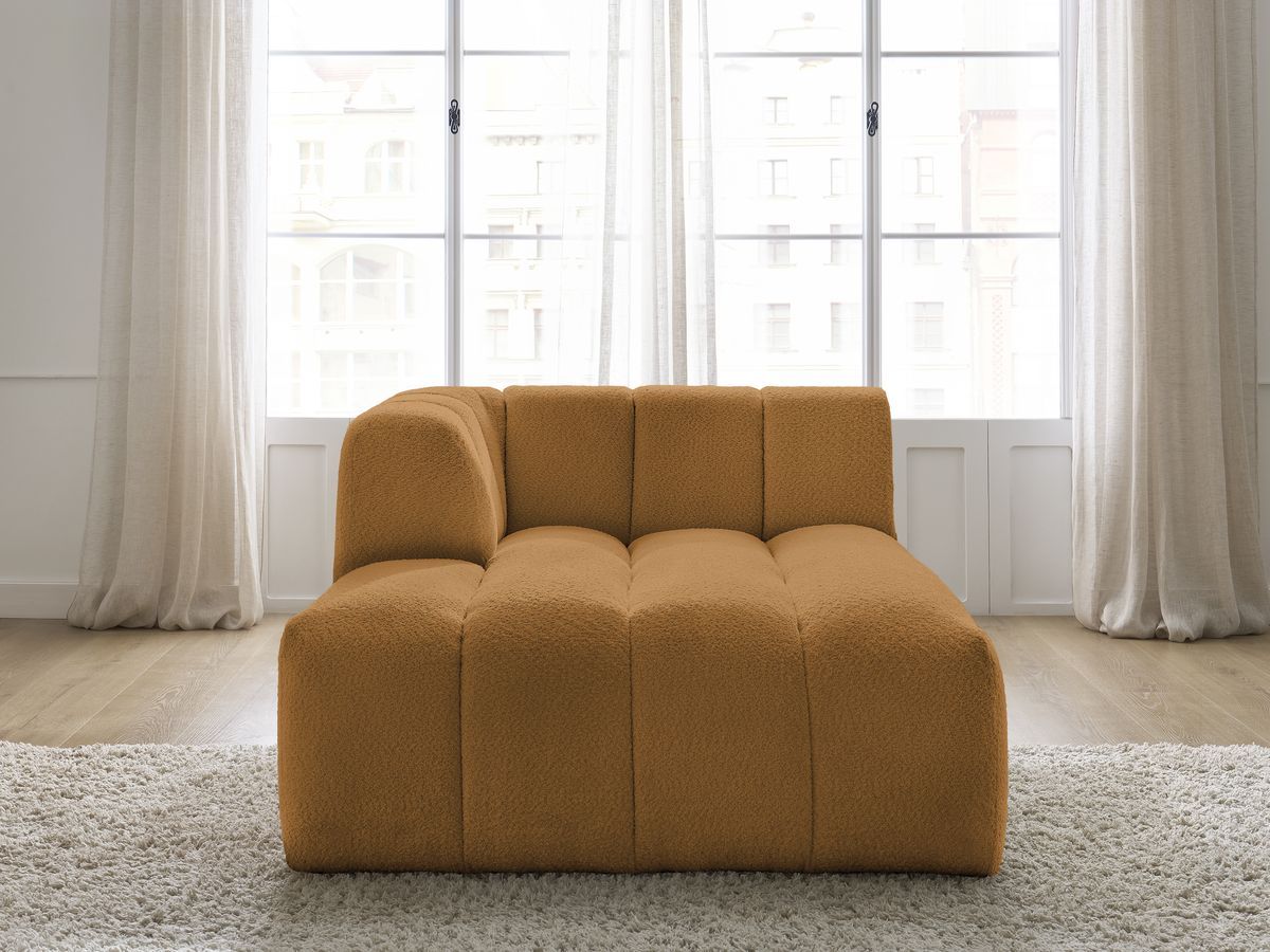 Méridienne pour canapé modulable ANNECY tissu bouclette jaune angle gauche BOBOCHIC - Vue supplémentaire 3