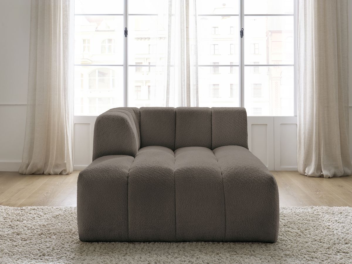 Méridienne pour canapé modulable ANNECY tissu bouclette marron angle gauche BOBOCHIC - Vue supplémentaire 3