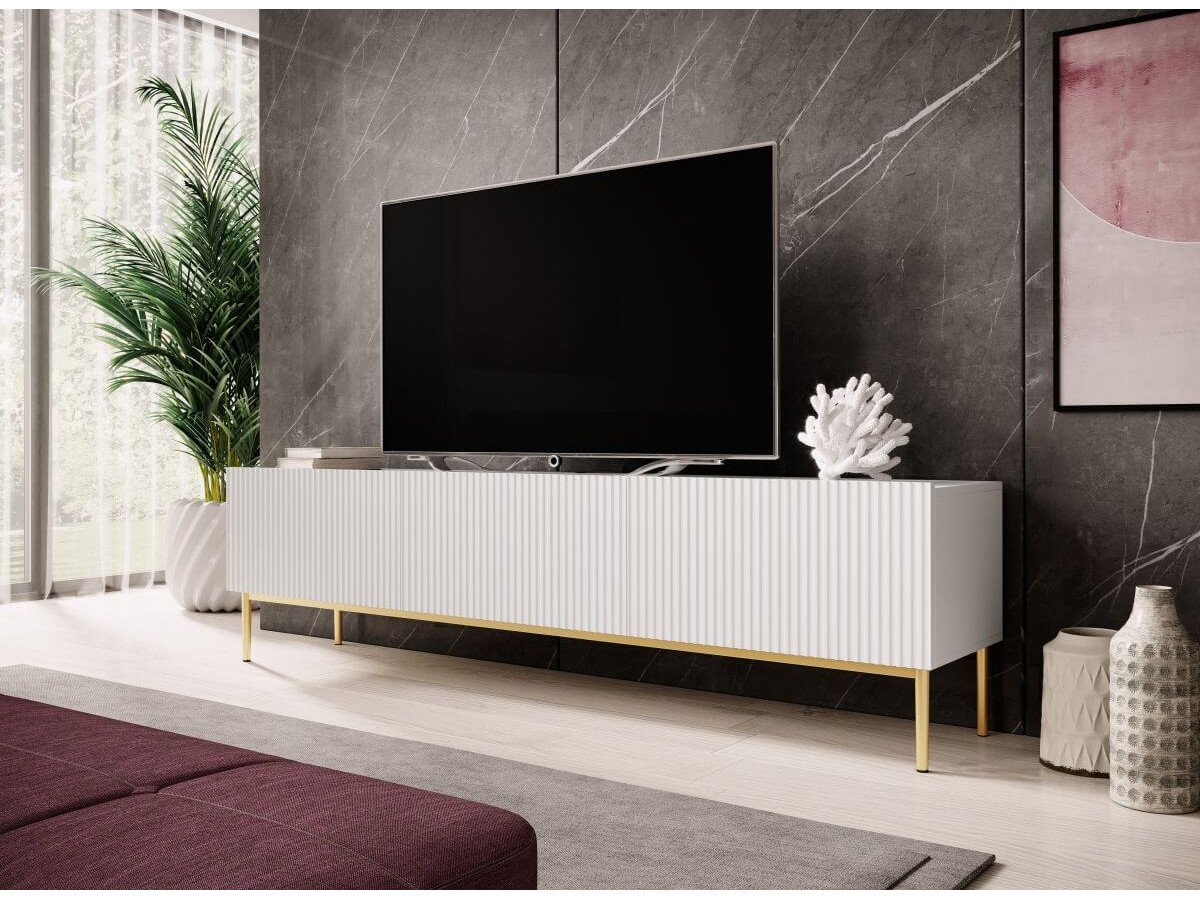 Ensemble KASHA avec meuble TV 200 cm + buffet 4 portes 200 cm + table basse pieds or