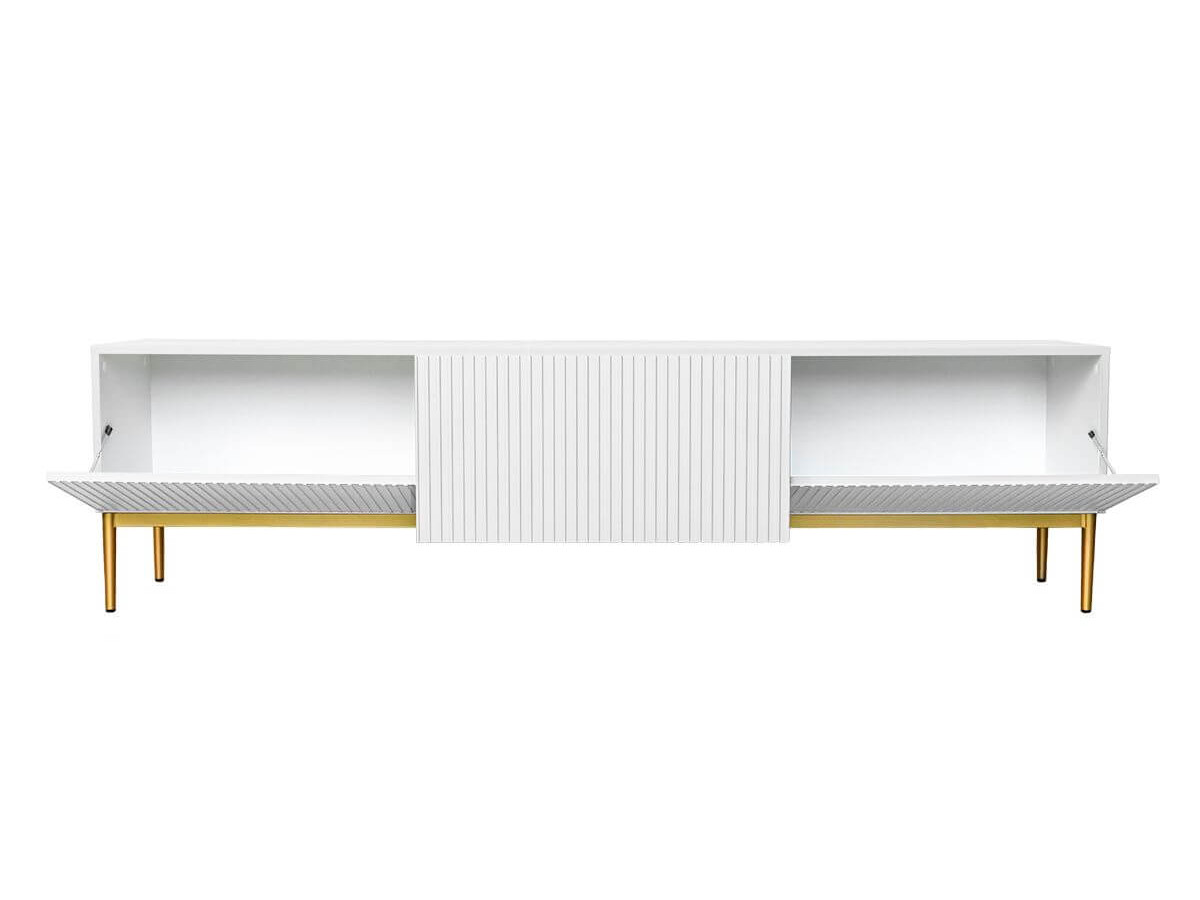 Ensemble KASHA avec meuble TV 200 cm + buffet 4 portes 200 cm + table basse pieds or blanc — vue 5