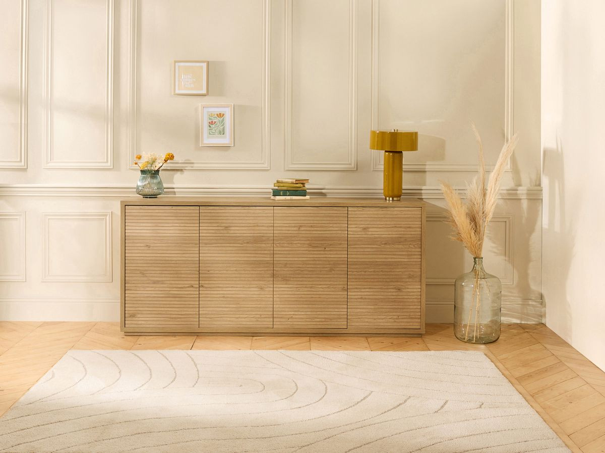 FERRET 4-deurs dressoir 180 cm houten lamelleneffect