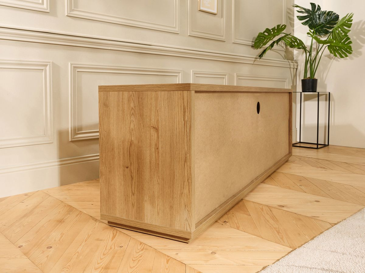 FERRET 180 cm 2-deurs tv-meubel met houten lamelleneffect