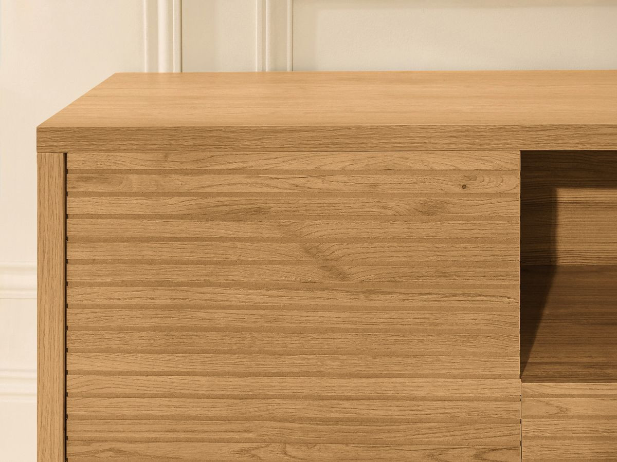 FERRET 180 cm 2-deurs tv-meubel met houten lamelleneffect