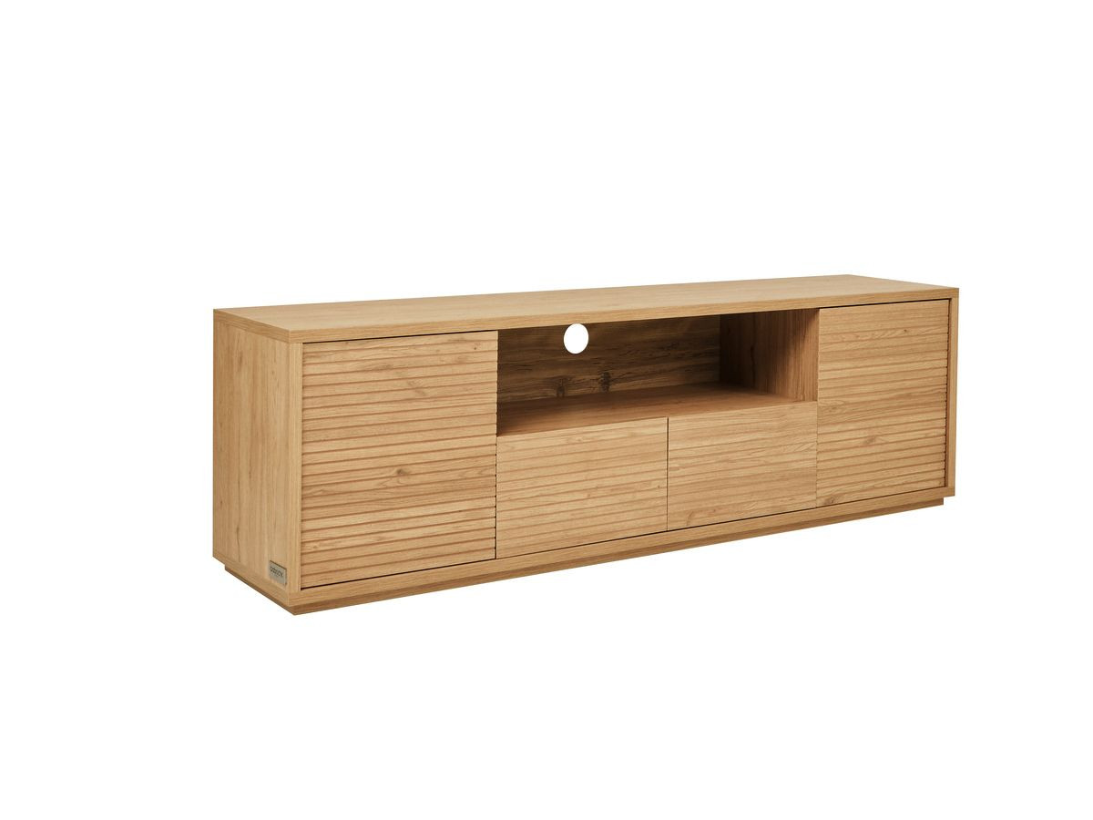 Meuble TV 2 portes 180 cm FERRET effet tasseaux de bois — vue 4