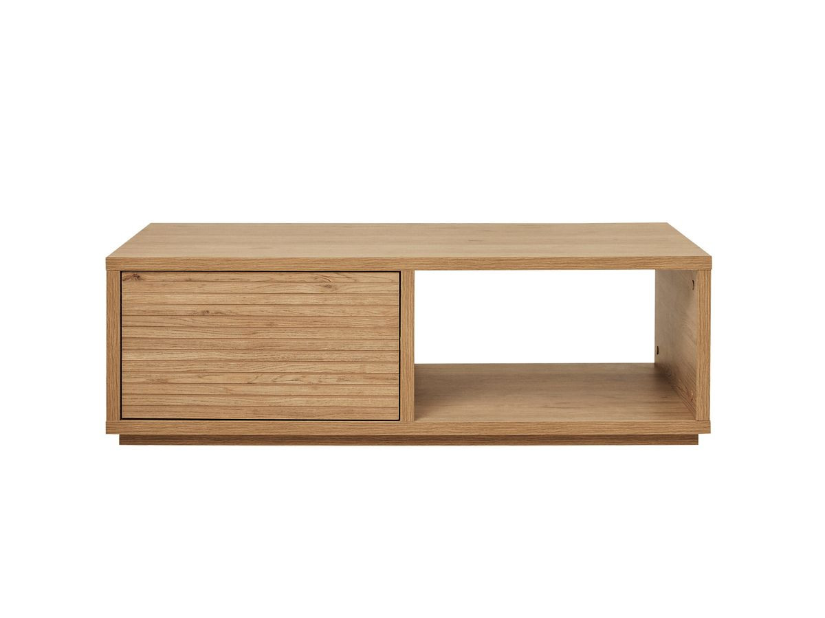 FERRET salontafel 100 cm met lade, houten lamelleneffect