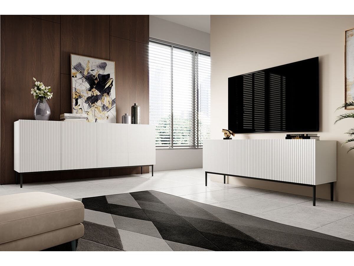 Ensemble KASHA avec meuble TV 150 cm + buffet 150 cm + table basse pieds noirs