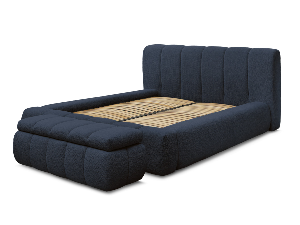 Lit coffre DENALI tissu bouclette + Bout de lit DENALI