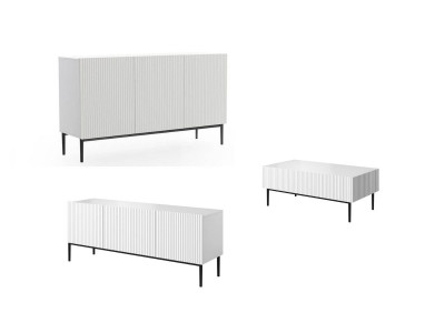 Ensemble KASHA avec meuble TV 150 cm + buffet 150 cm + table basse pieds noirs