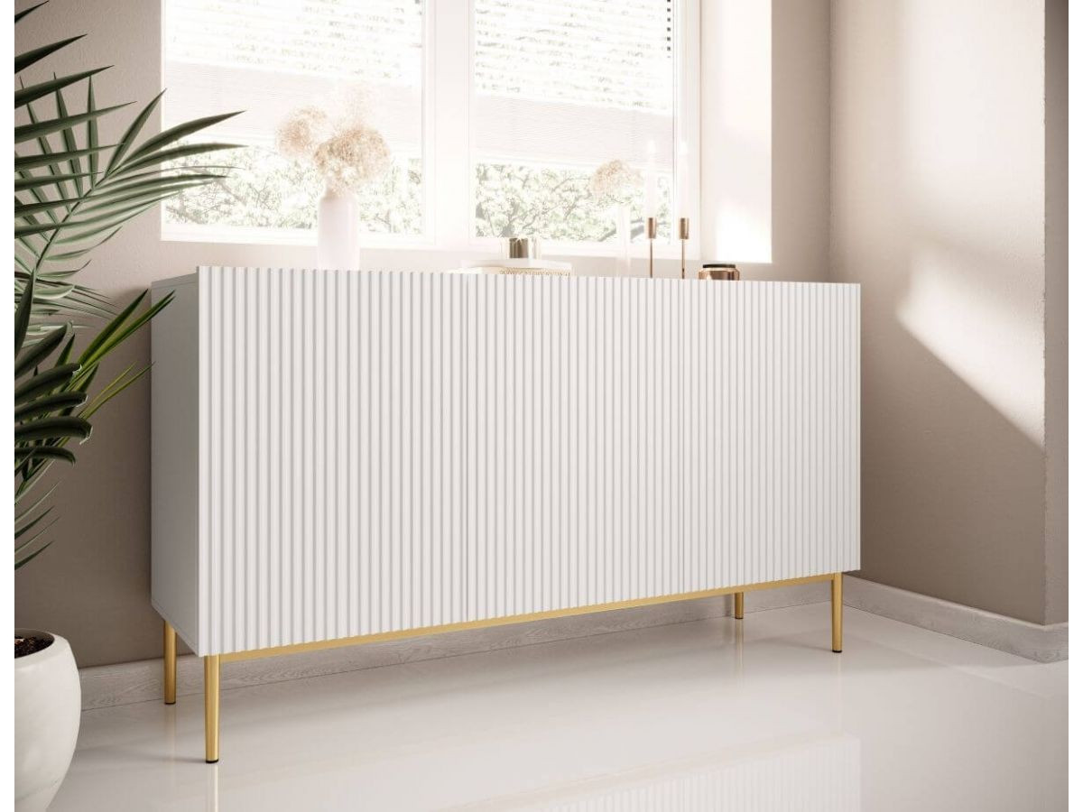KASHA set met 150 cm tv-meubel met nis + 150 cm dressoir + salontafel met gouden poten
